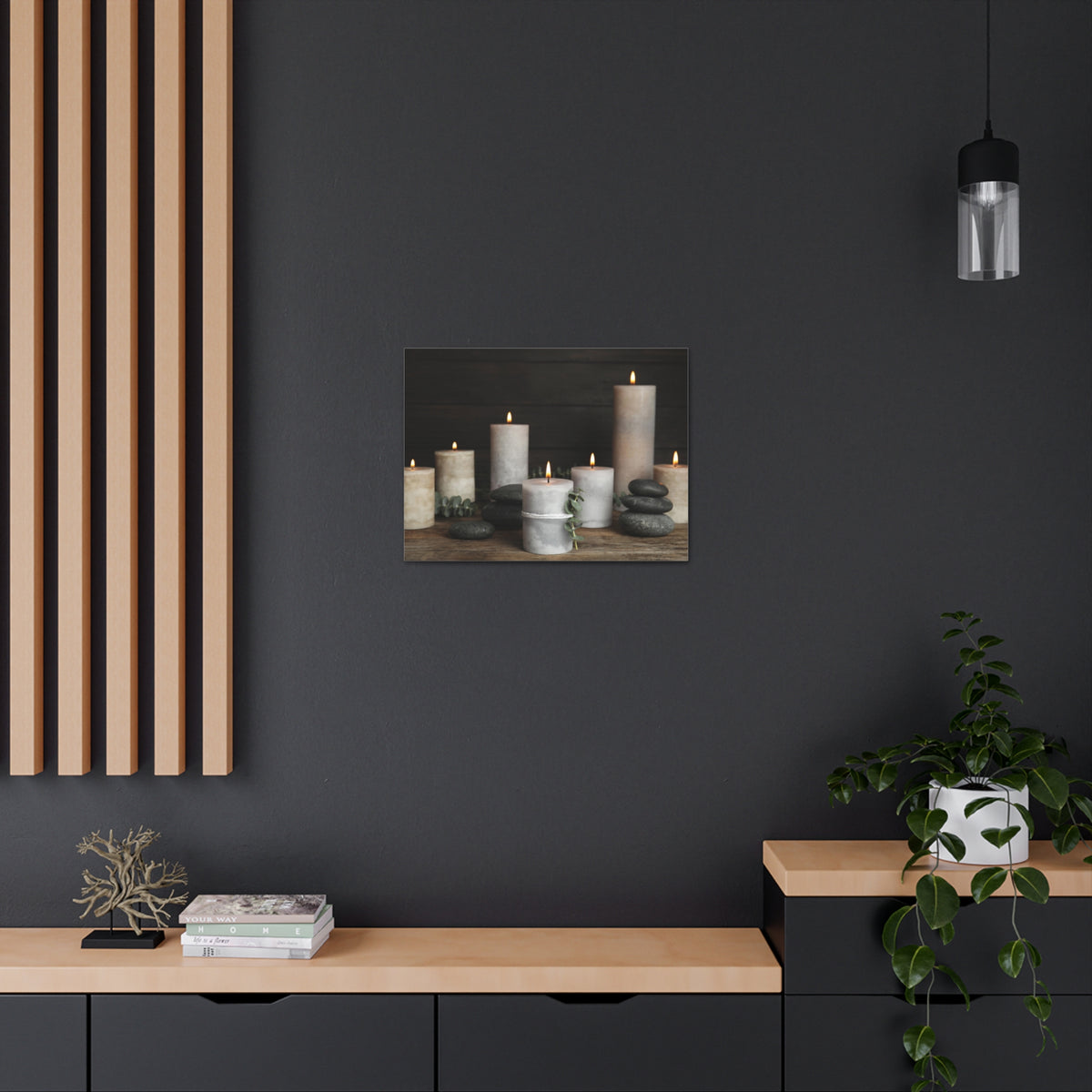 Composition with Burning Candles Forest Floral Nature Photography Canvas Wall Art for Home Decor Ready-to-Hang-Express Your Love Gifts