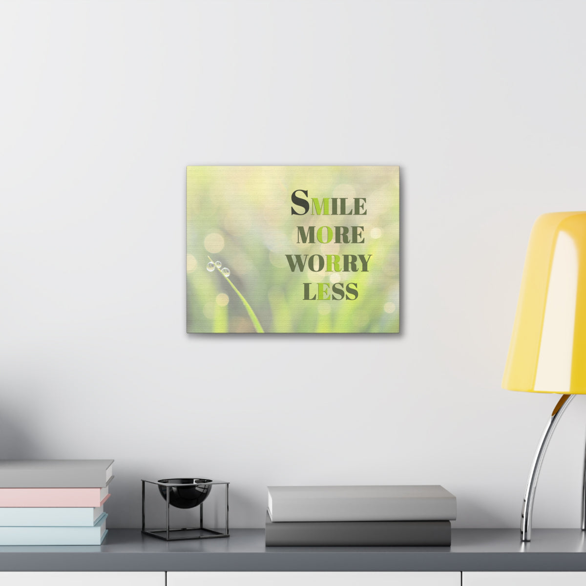 Inspirational Quote Canvas Smile More Worry Less Wall Art Motivational Motto Inspiring Prints Artwork Decor Ready to Hang-Express Your Love Gifts