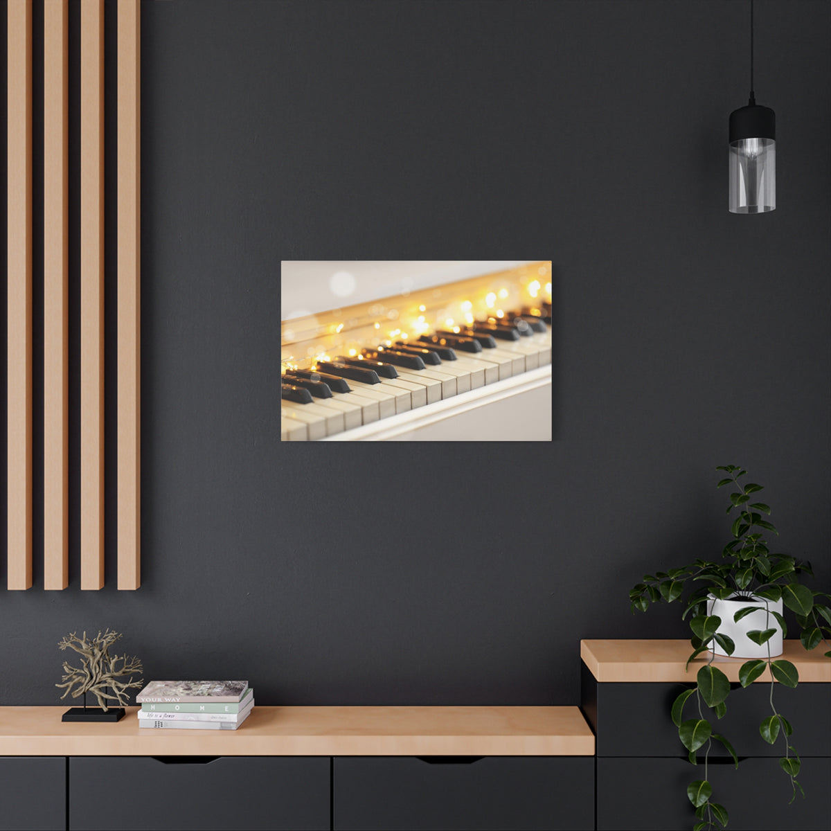 Light up Piano Keys Music Lover's Delight Piano Keyboard Canvas Wall Art for Home Decor Ready-to-Hang-Express Your Love Gifts