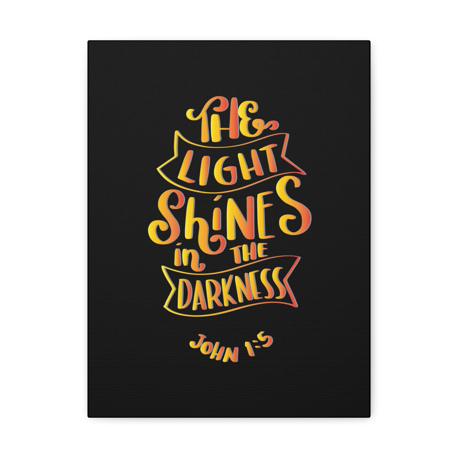 Scripture Canvas Light Shines In The Darkness John 1:5 Christian Wall Art Bible Verse Print Ready to Hang-Express Your Love Gifts