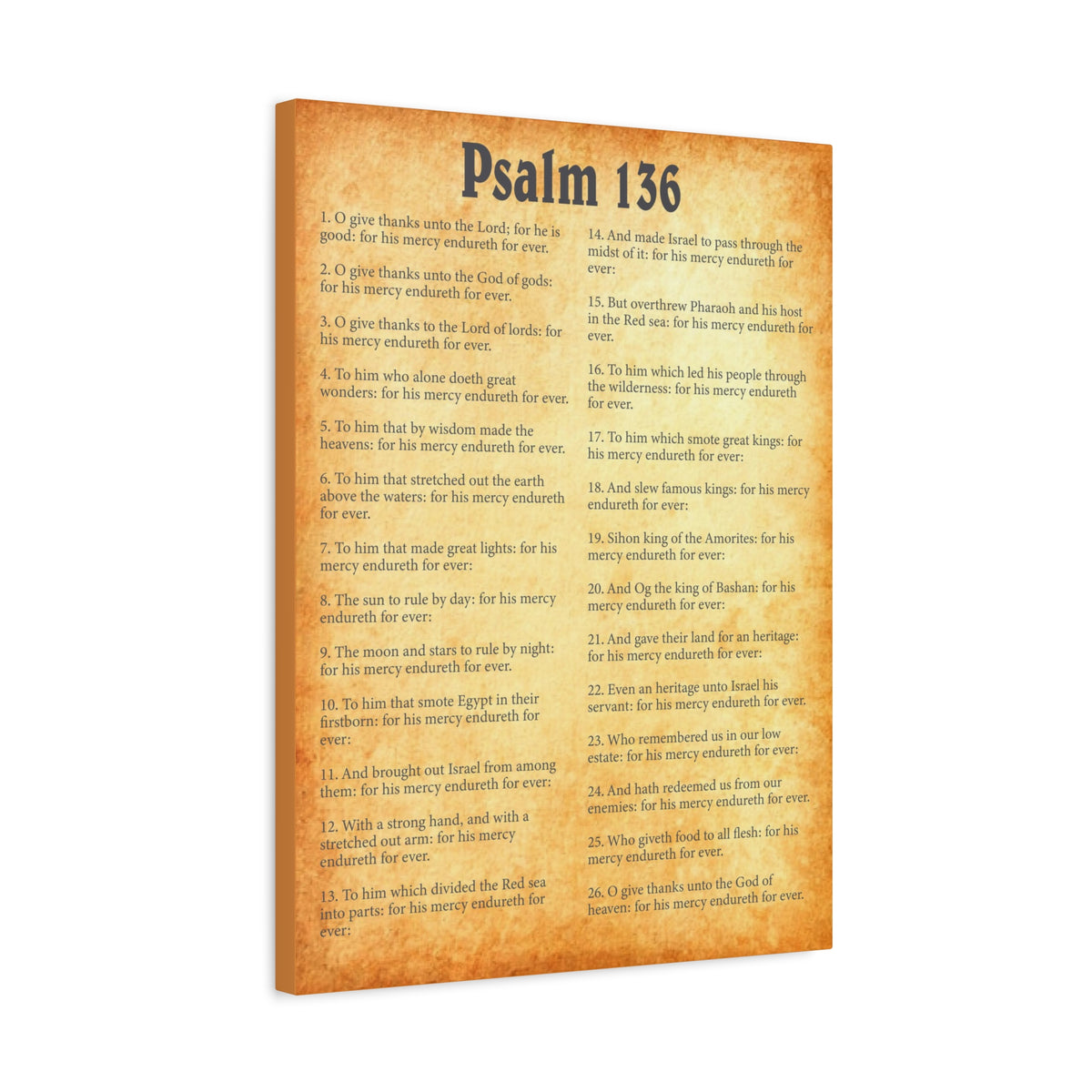 Scripture Walls Psalm 136 Gold Bible Chapter Canvas Christian Wall Art Ready to Hang-Express Your Love Gifts