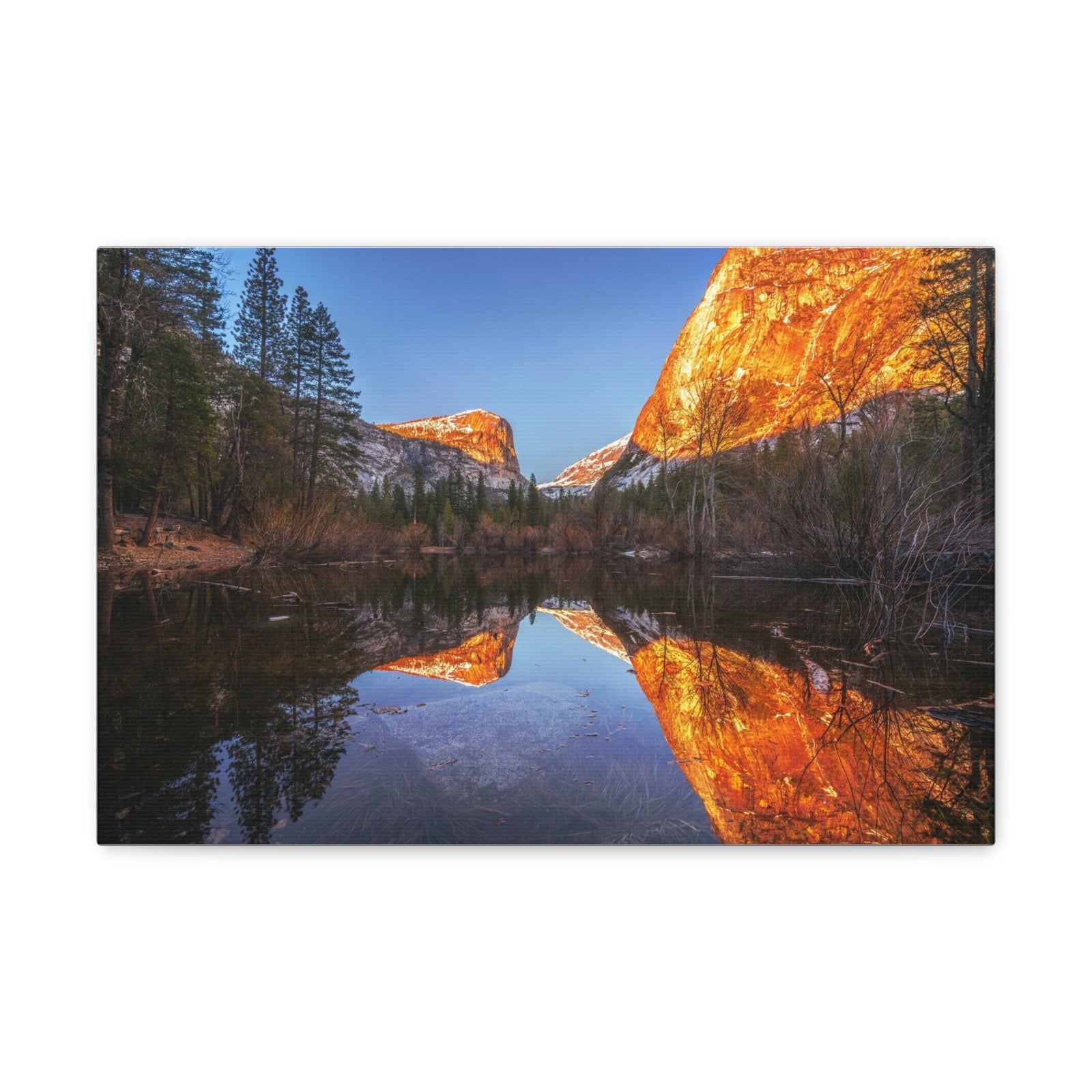 Mountain Golden Hour Lake Nature Wilderness Photography Canvas Wall Art for Home Decor Ready-to-Hang-Express Your Love Gifts