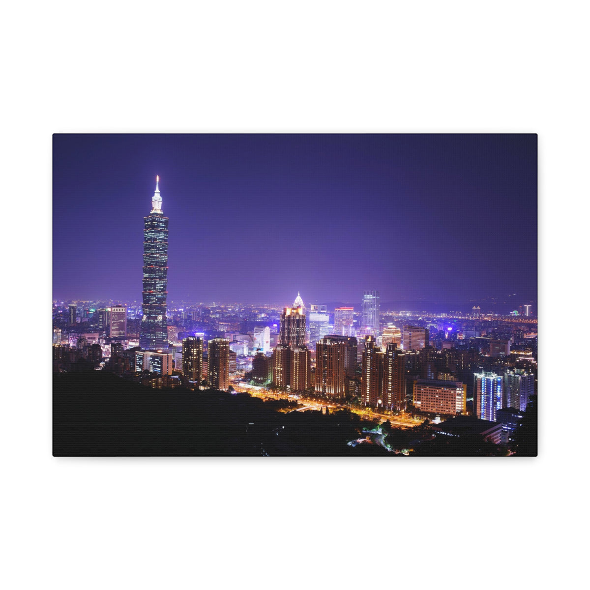 Taipei Night Skyline Canvas Artwork High-Quality Breathtaking Stunning Cityscape for Home Decor Ready to Hang-Express Your Love Gifts