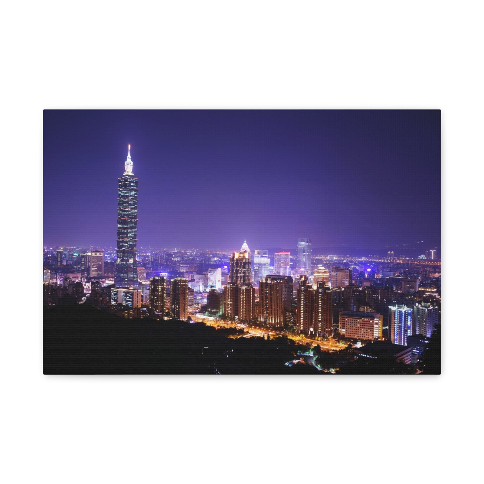 Taipei Night Skyline Canvas Artwork High-Quality Breathtaking Stunning Cityscape for Home Decor Ready to Hang-Express Your Love Gifts