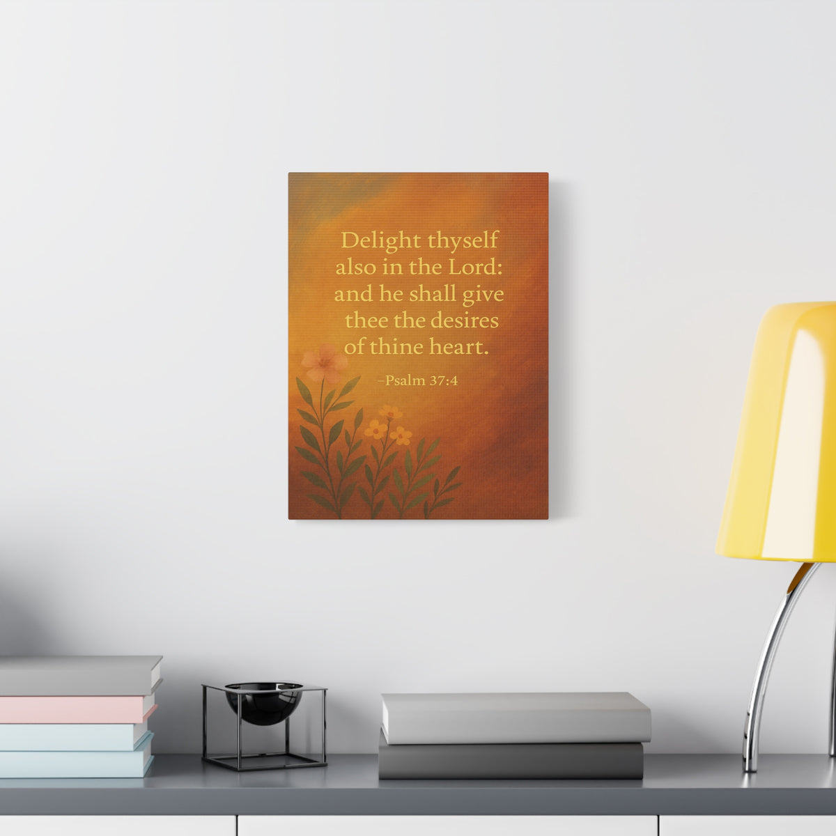 Bible Verse Canvas Psalm 37:4 Christian Home Décor Wall Art Scripture Ready to Hang Faith Print-Express Your Love Gifts