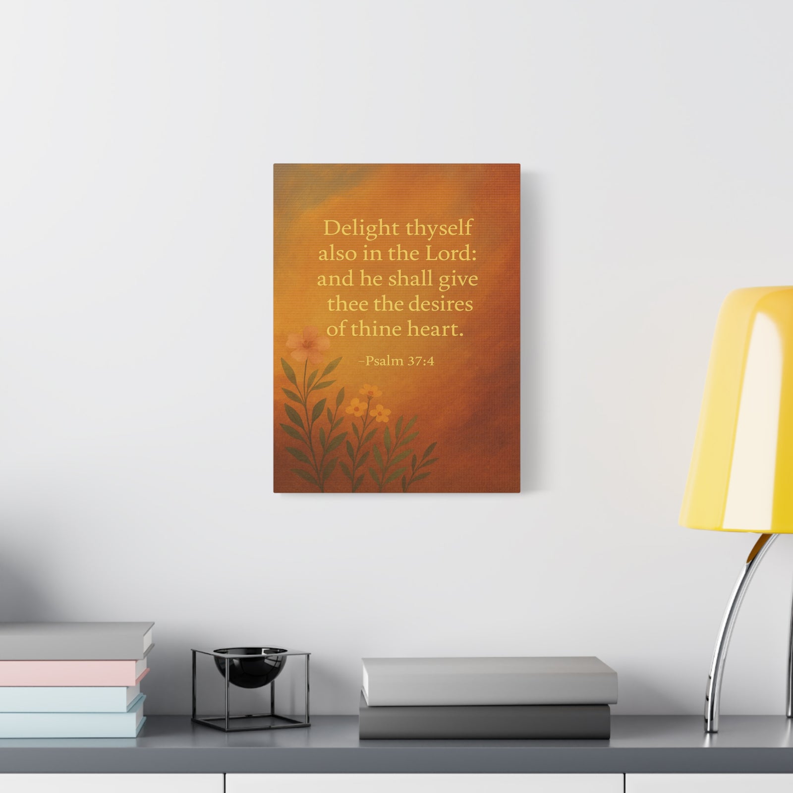 Bible Verse Canvas Psalm 37:4 Christian Home Décor Wall Art Scripture Ready to Hang Faith Print-Express Your Love Gifts