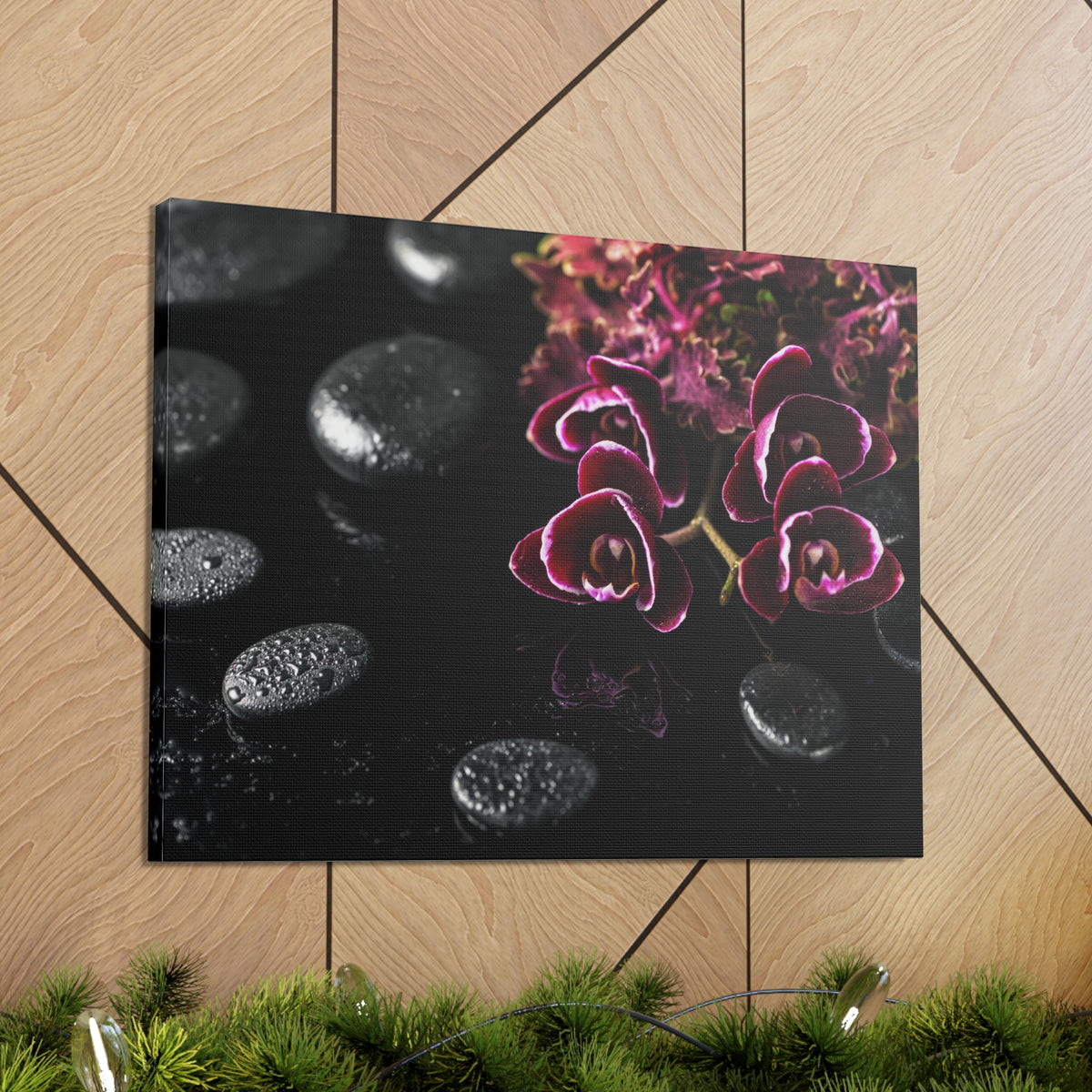 Dark Cherry Orchid Forest Floral Nature Photography Canvas Wall Art for Home Decor Ready-to-Hang-Express Your Love Gifts