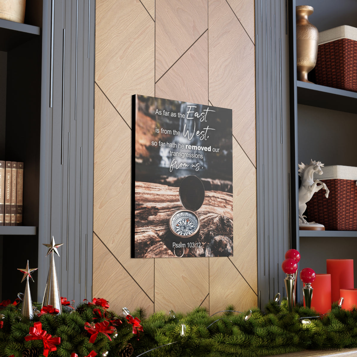 Scripture Canvas From Us Psalm 103:12 Christian Wall Art Bible Verse Print Ready to Hang-Express Your Love Gifts