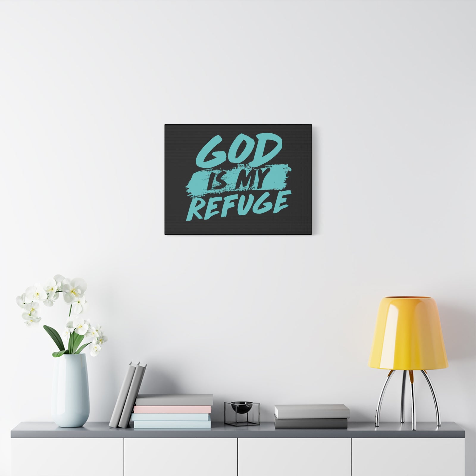 Scripture Canvas God Is My Refuge Psalm 46:1 Christian Wall Art Print Ready to Hang-Express Your Love Gifts