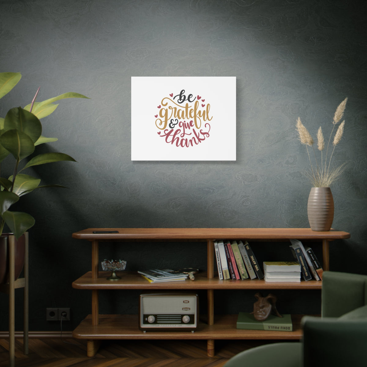 Scripture Canvas Be Grateful & Give Thanks Psalm 107:1 Christian Wall Art Bible Verse Print Ready to Hang-Express Your Love Gifts