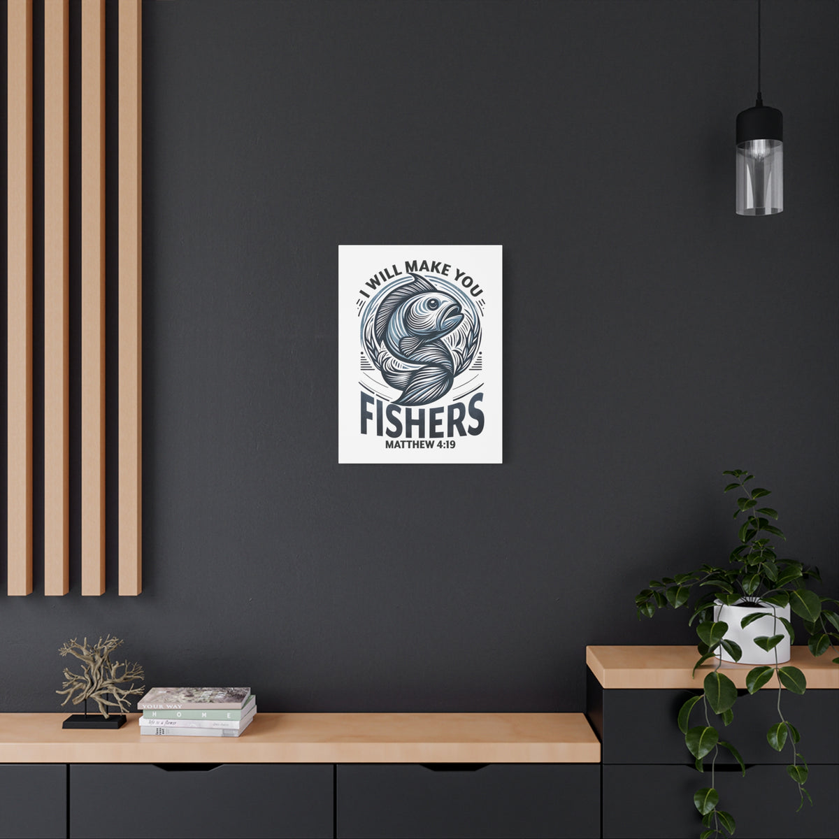 Scripture Walls Matthew 4:19 I Will Make You Fishers Bible Verse Canvas Christian Wall Art Ready to Hang Unframed-Express Your Love Gifts