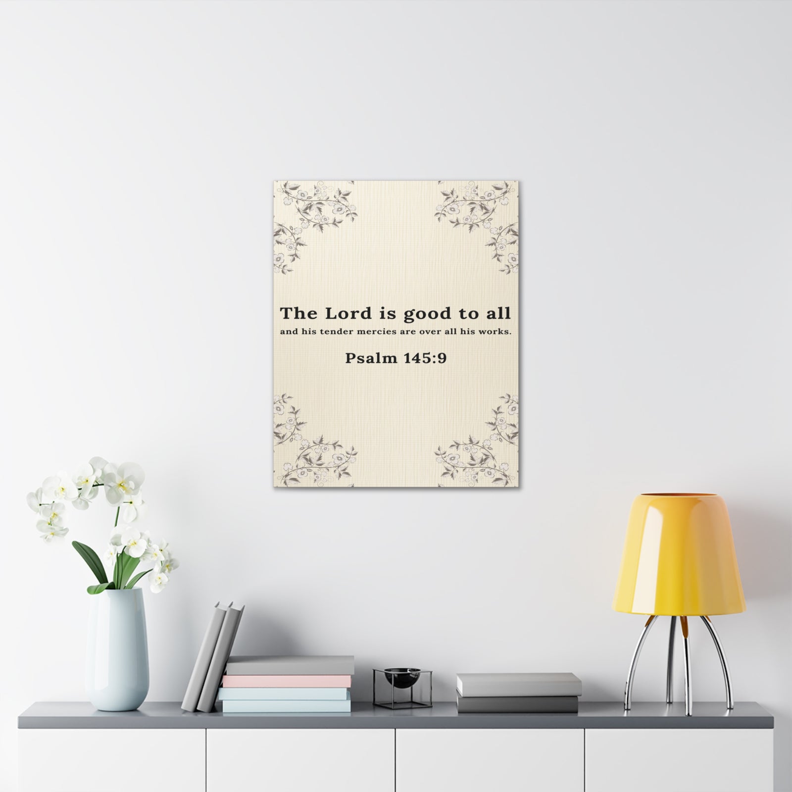 Scripture Walls Psalm 145:9 Lord is Good to All Bible Verse Canvas Christian Wall Art Ready to Hang Unframed-Express Your Love Gifts