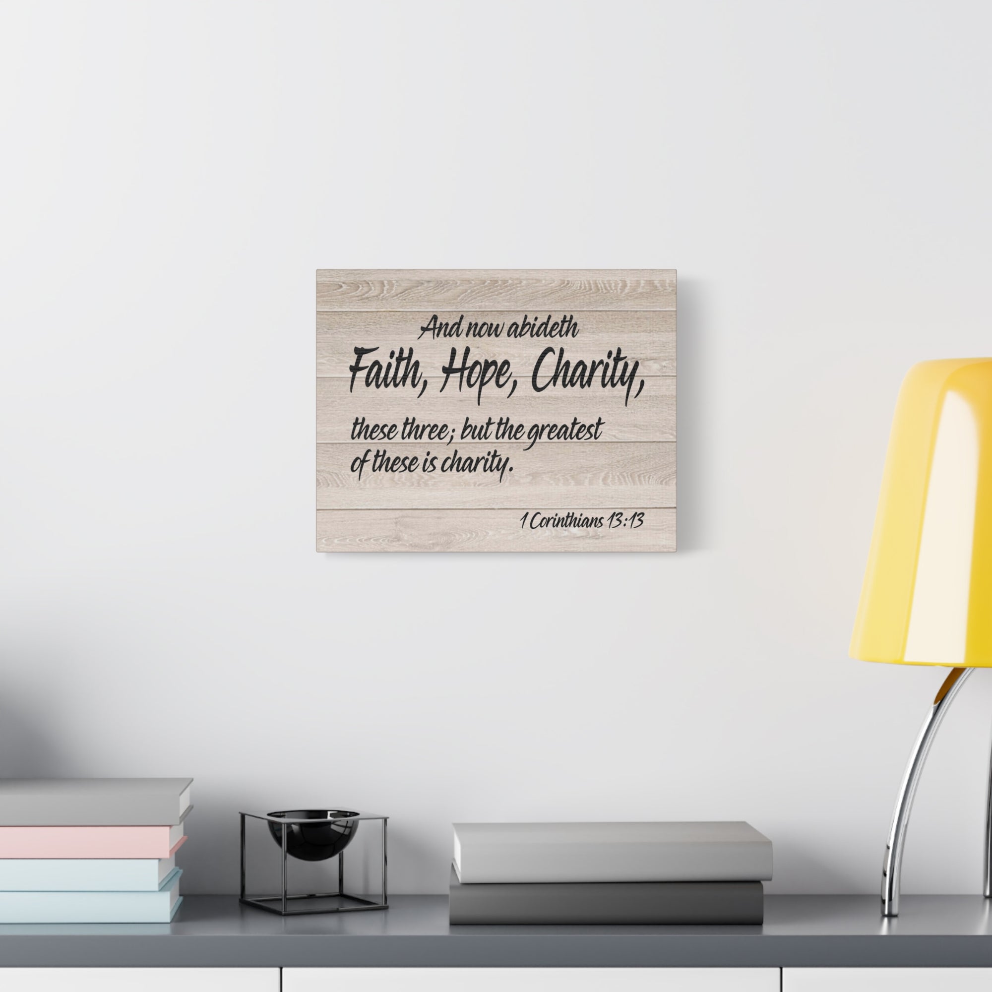 Bible Verse Canvas Faith Hope Charity 1 Corinthians 13:13 Wall Art Christian Home Decor-Express Your Love Gifts