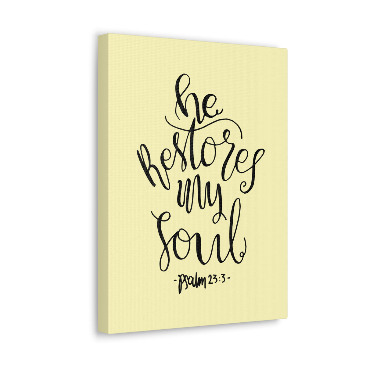 Scripture Walls He Restores My Soul Psalm 23:3 Bible Verse Canvas Christian Wall Art Ready To Hang-Express Your Love Gifts
