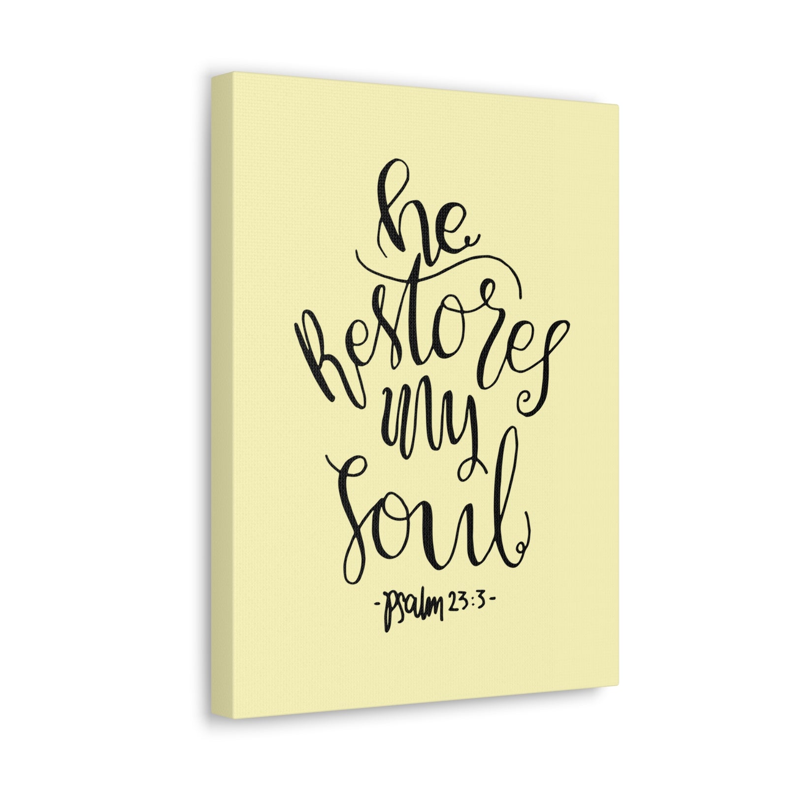 Scripture Walls He Restores My Soul Psalm 23:3 Bible Verse Canvas Christian Wall Art Ready To Hang-Express Your Love Gifts