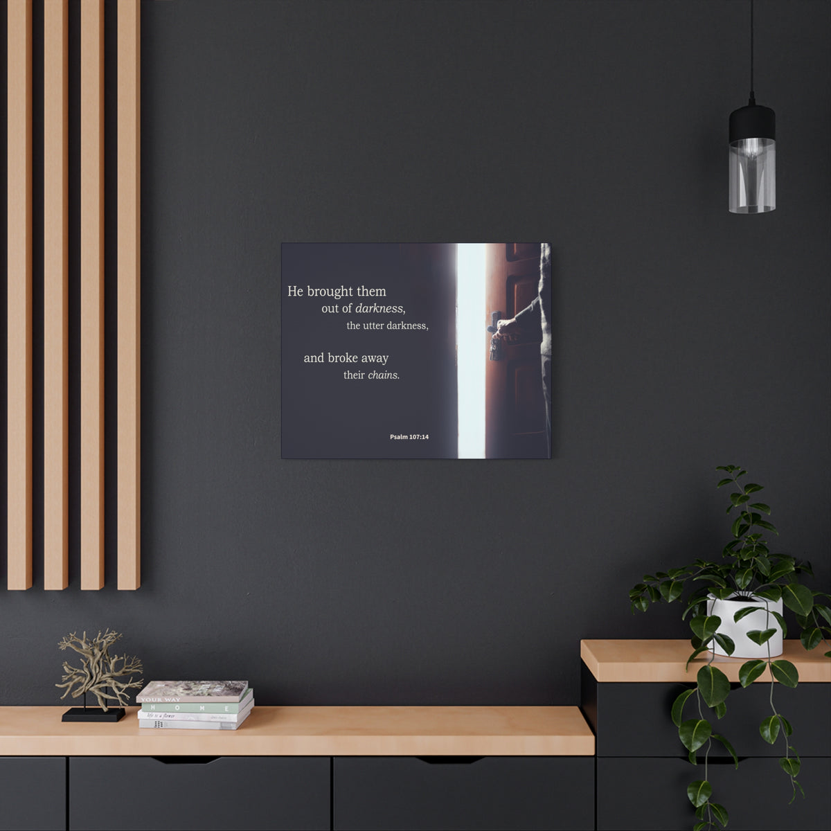 Scripture Walls He Brought Them Psalm 107:14 Bible Verse Canvas Christian Wall Art Ready to Hang-Express Your Love Gifts