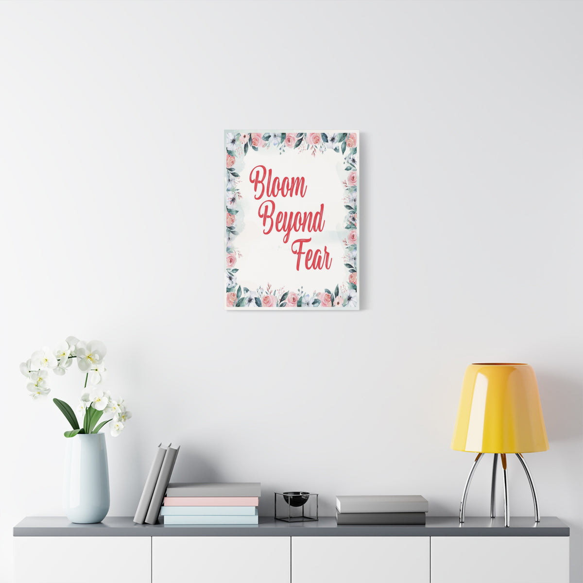Bloom Beyond Fear Inspirational Motivational Quote Canvas Wall Art for Home Decor Ready-to-Hang-Express Your Love Gifts