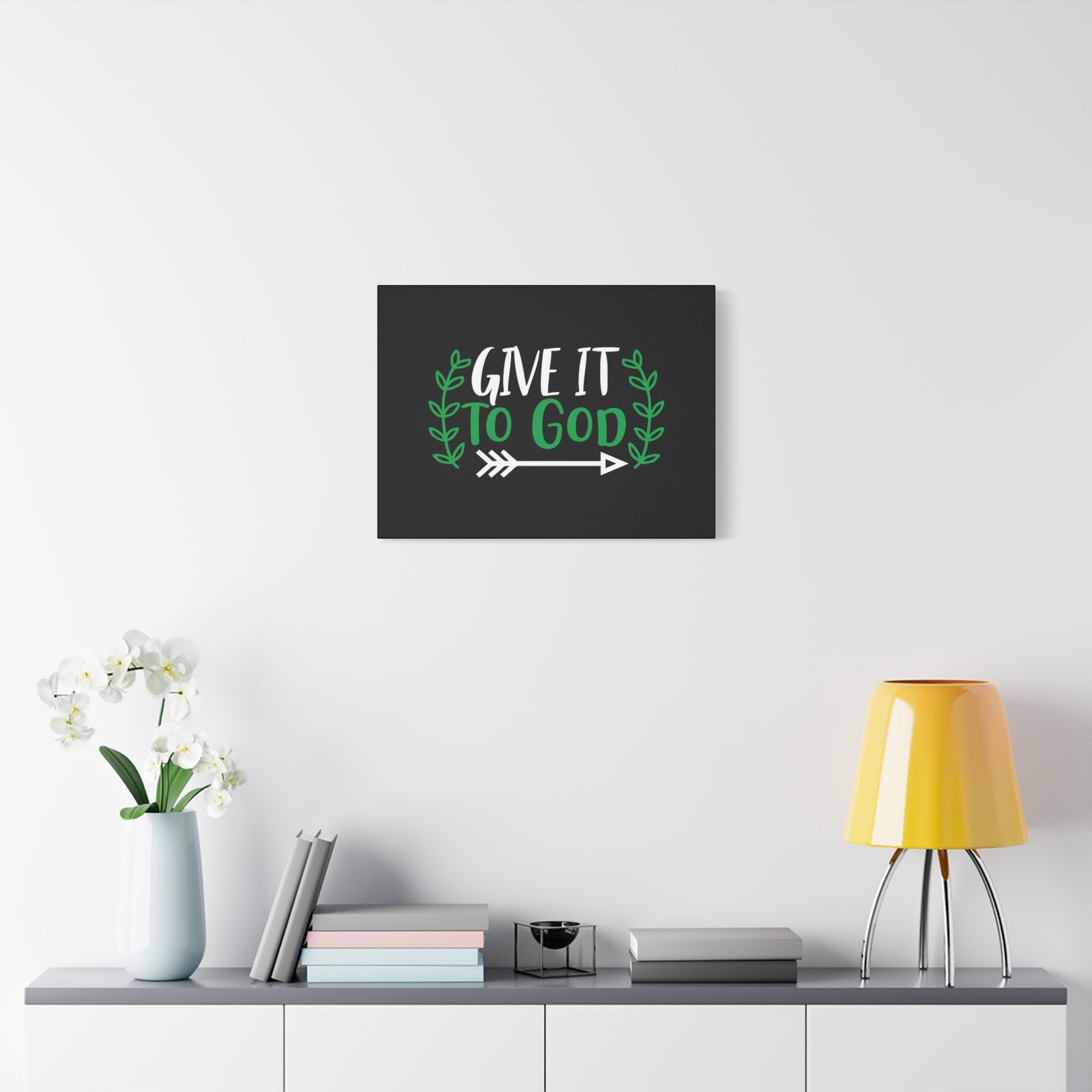 Scripture Canvas Give It To God Psalm 55:22 Green Christian Wall Art Bible Verse Print Ready to Hang-Express Your Love Gifts