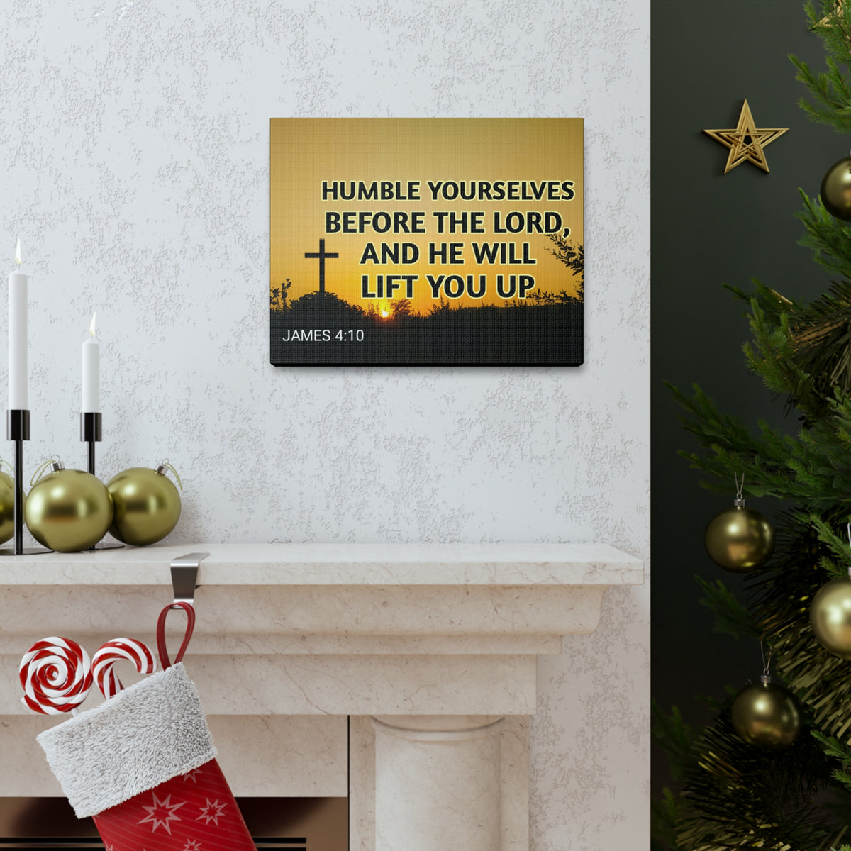 Scripture Walls Humble Yourselves James 4:10 Bible Verse Canvas Christian Wall Art Ready to Hang-Express Your Love Gifts