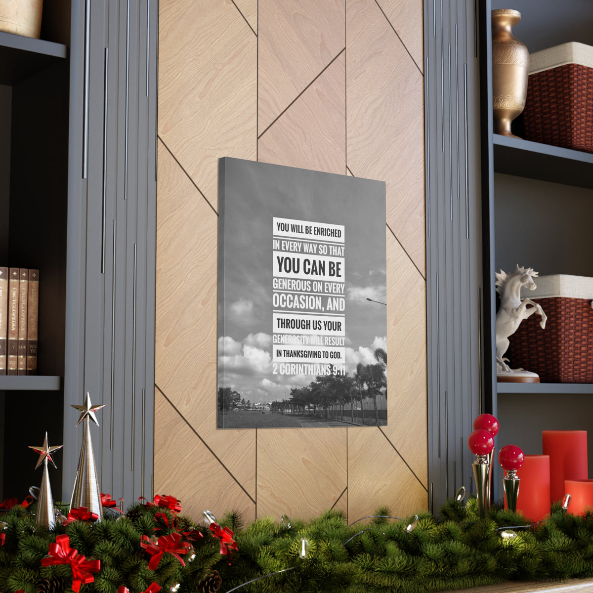 Scripture Canvas You Will Be Enriched 2 Corinthians 9:11 Christian Wall Art Bible Verse Print Ready to Hang-Express Your Love Gifts