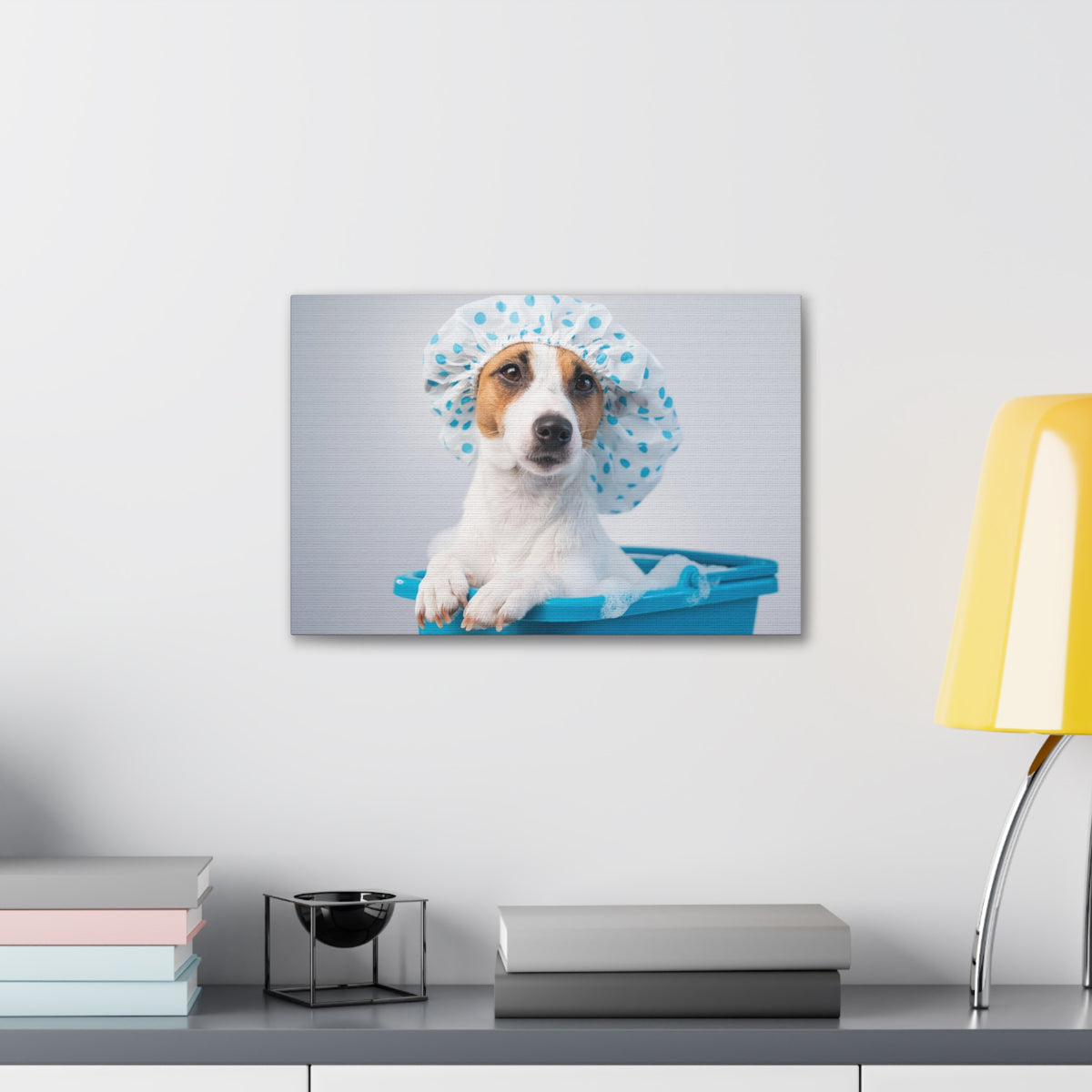 Cute Russel Terrier Bath Canvas Wall Art for Home Decor Ready-to-Hang-Express Your Love Gifts