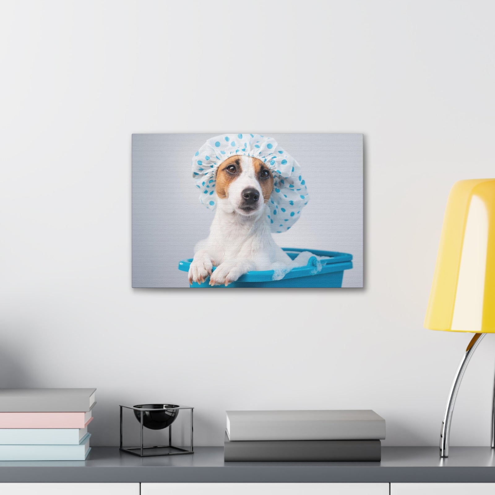 Cute Russel Terrier Bath Canvas Wall Art for Home Decor Ready-to-Hang-Express Your Love Gifts