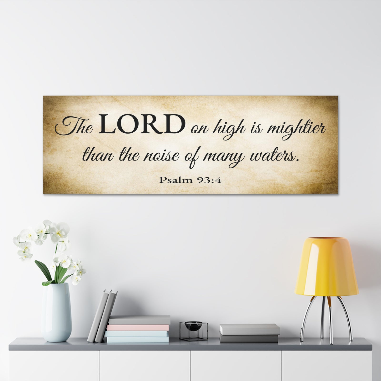 Scripture Walls Psalm 93:4 Gold Bible Verse Canvas Christian Wall Art Ready to Hang Unframed-Express Your Love Gifts