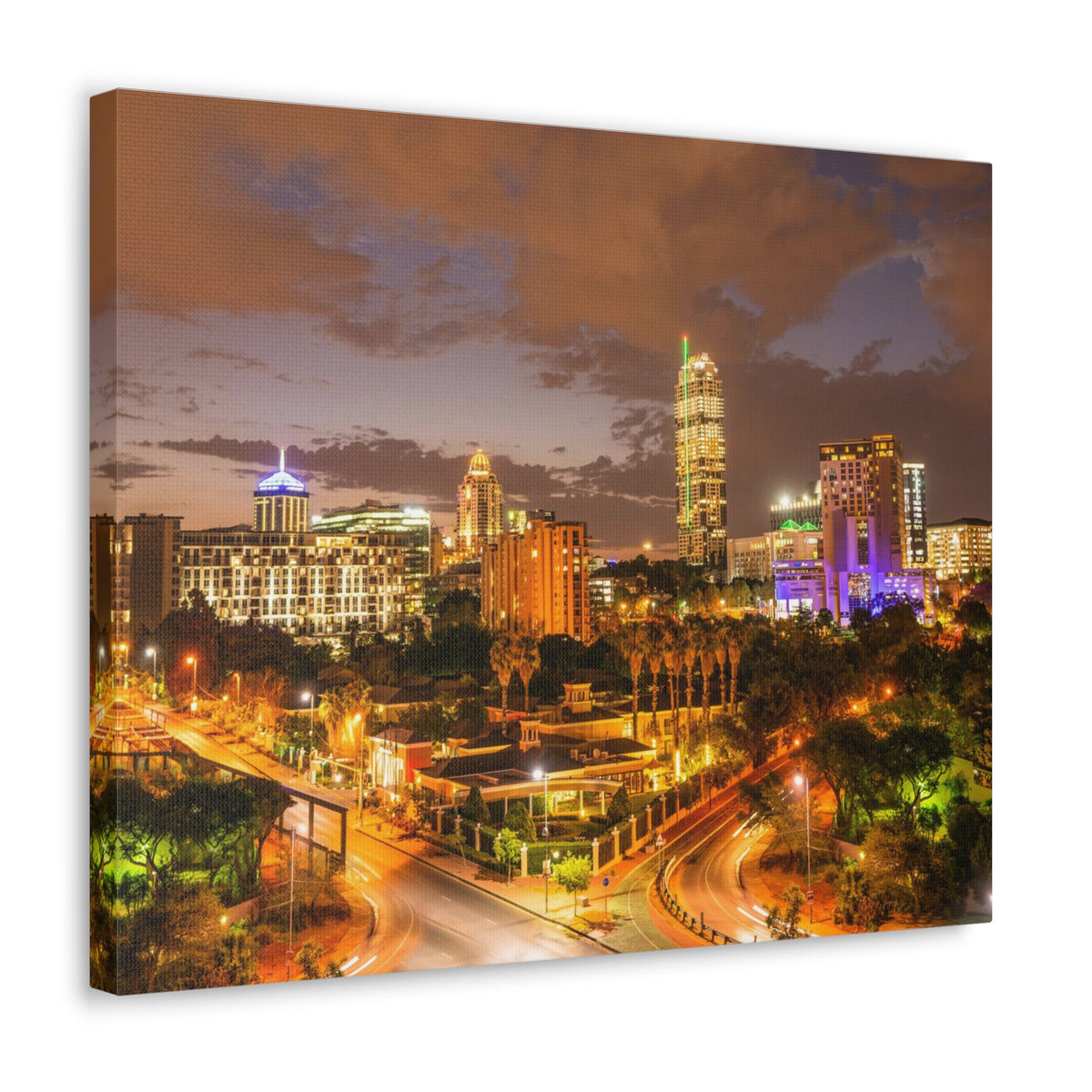 Johannesburg Night Skyline Canvas Artwork High-Quality Breathtaking Stunning Cityscape for Home Decor Ready to Hang-Express Your Love Gifts