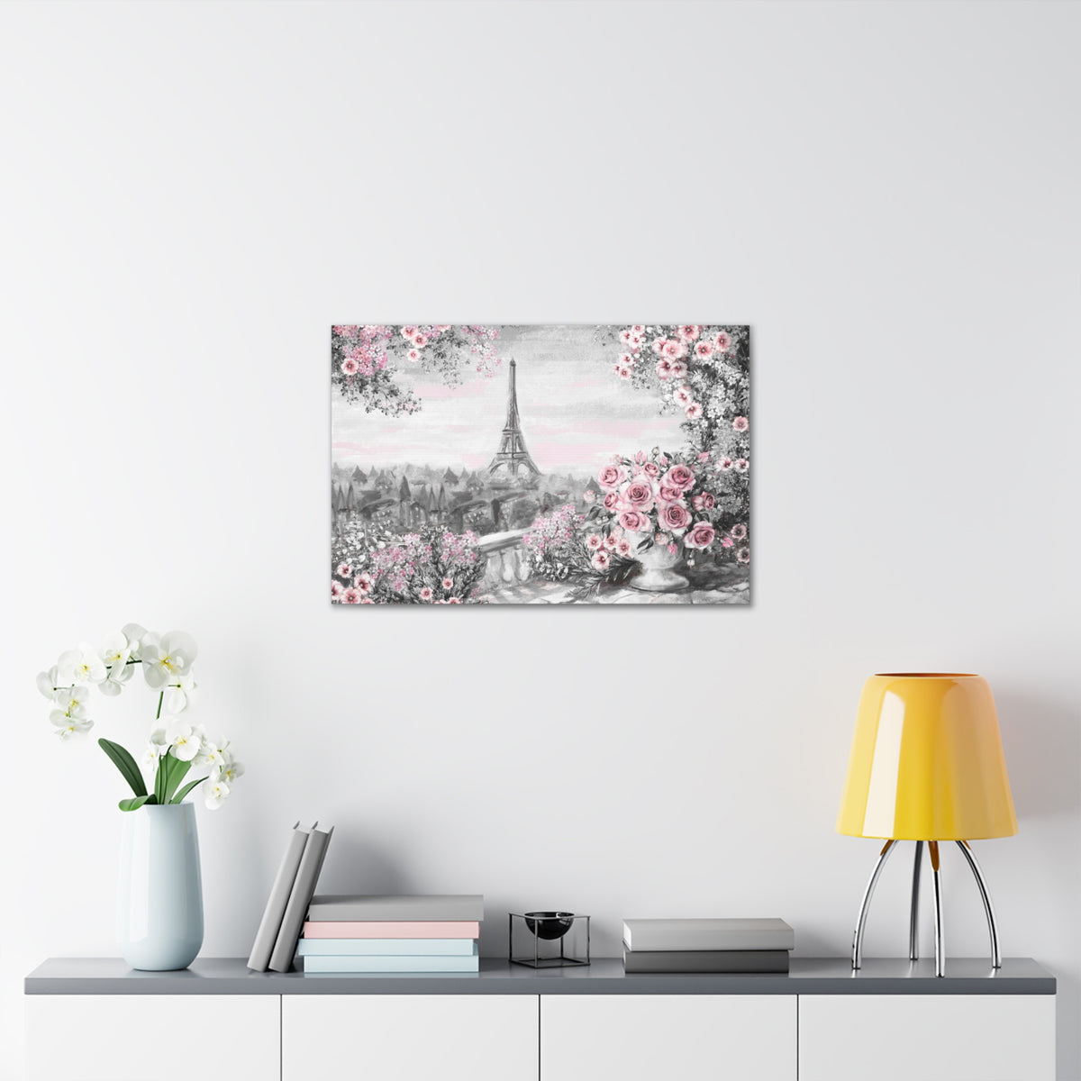 Paris Pink Rose France Canvas Artwork High-Quality Breathtaking French City for Home Decor Ready to Hang-Express Your Love Gifts