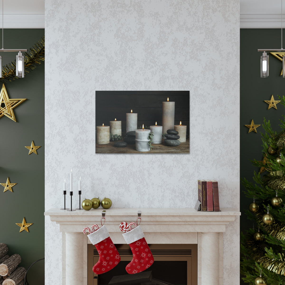 Composition with Burning Candles Forest Floral Nature Photography Canvas Wall Art for Home Decor Ready-to-Hang-Express Your Love Gifts