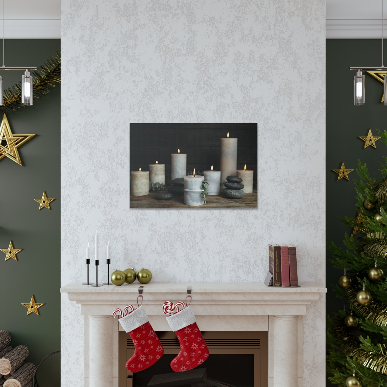 Composition with Burning Candles Forest Floral Nature Photography Canvas Wall Art for Home Decor Ready-to-Hang-Express Your Love Gifts