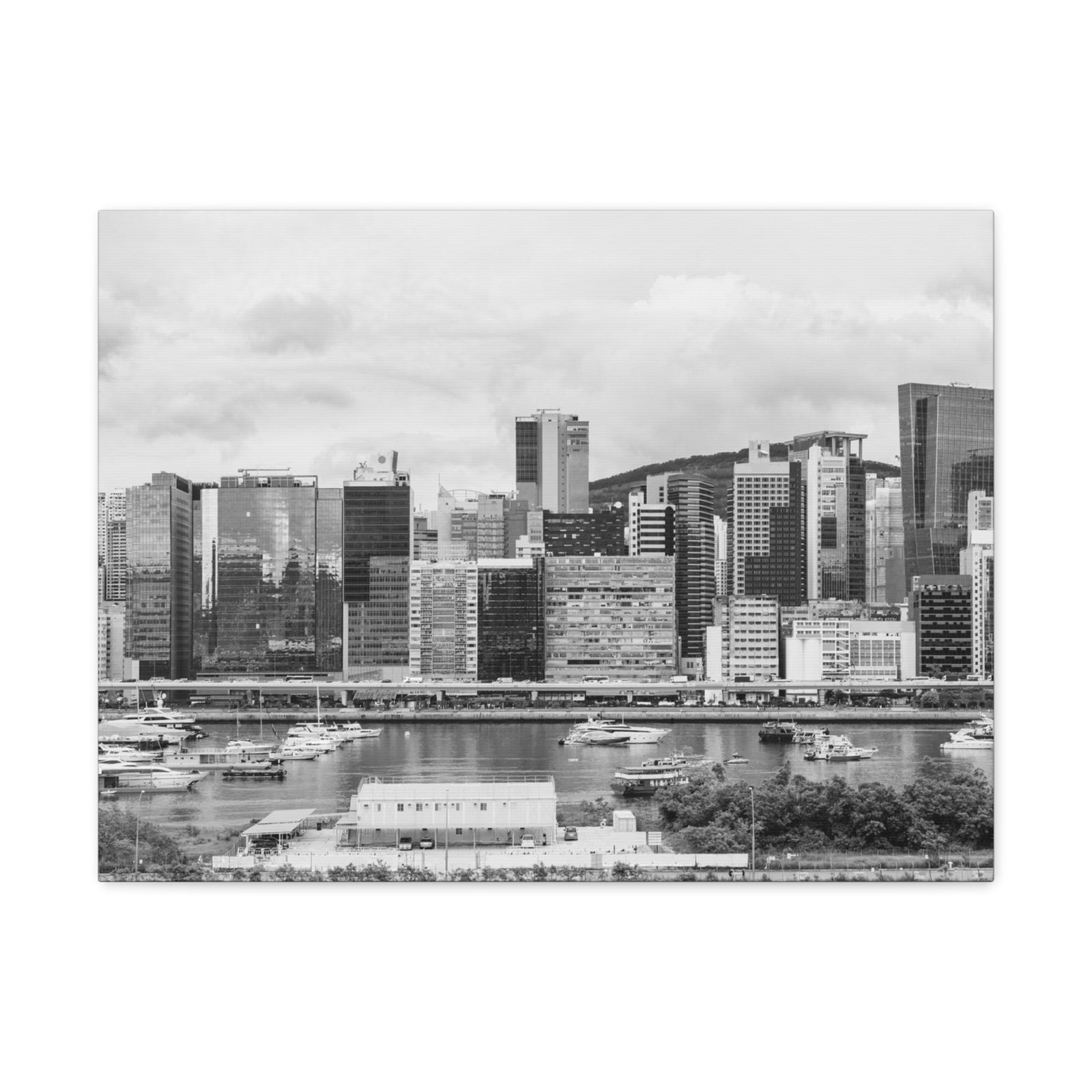 Hong Kong Black And White Skyline Canvas Artwork High-Quality Breathtaking Stunning Cityscape for Home Decor Ready to Hang-Express Your Love Gifts