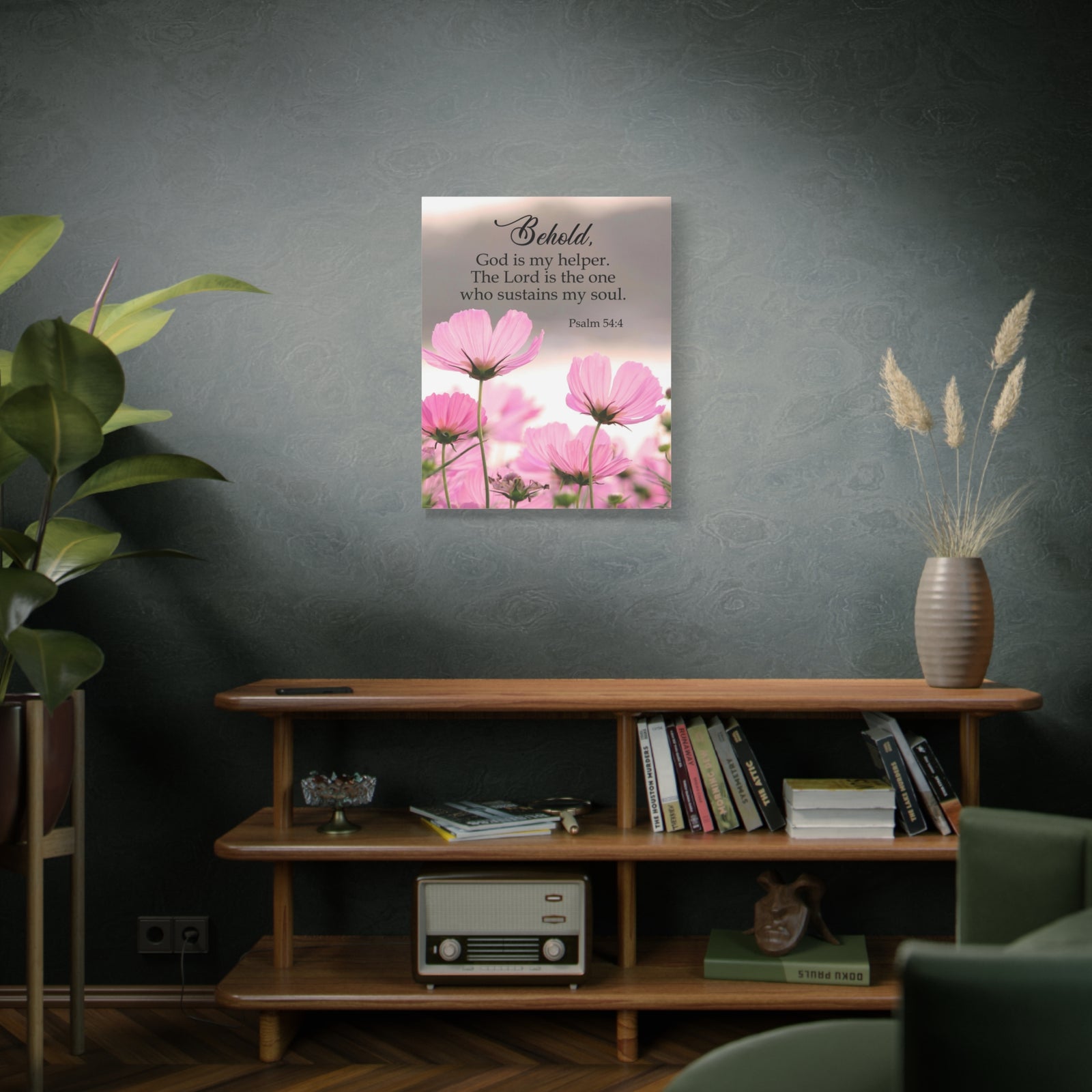 Scripture Canvas Behold, God is My Helper Psalm 54:4 Christian Wall Art Bible Verse Print Ready to Hang-Express Your Love Gifts