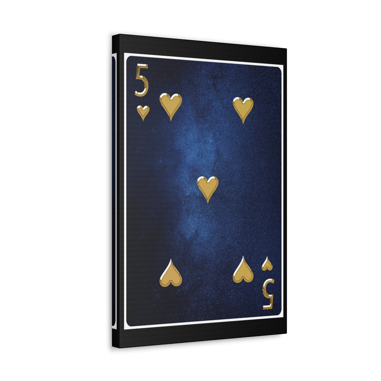 Five Of Hearts Space Background Playing Card Canvas Wall Art for Home Decor Ready-to-Hang-Express Your Love Gifts