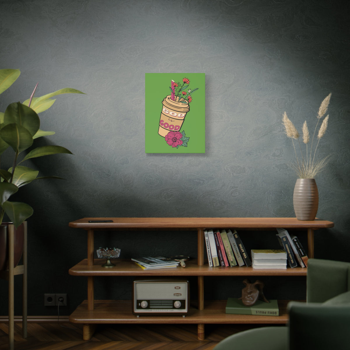 Scripture Canvas God Is Good Psalm 100:5 Flower Cup Christian Wall Art Bible Verse Print Ready to Hang-Express Your Love Gifts