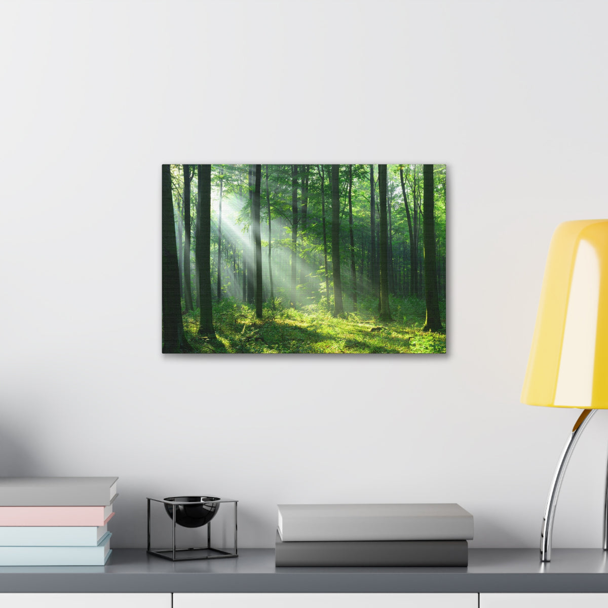 Green Forest Sunlight Nature Wilderness Photography Canvas Wall Art for Home Decor Ready-to-Hang-Express Your Love Gifts