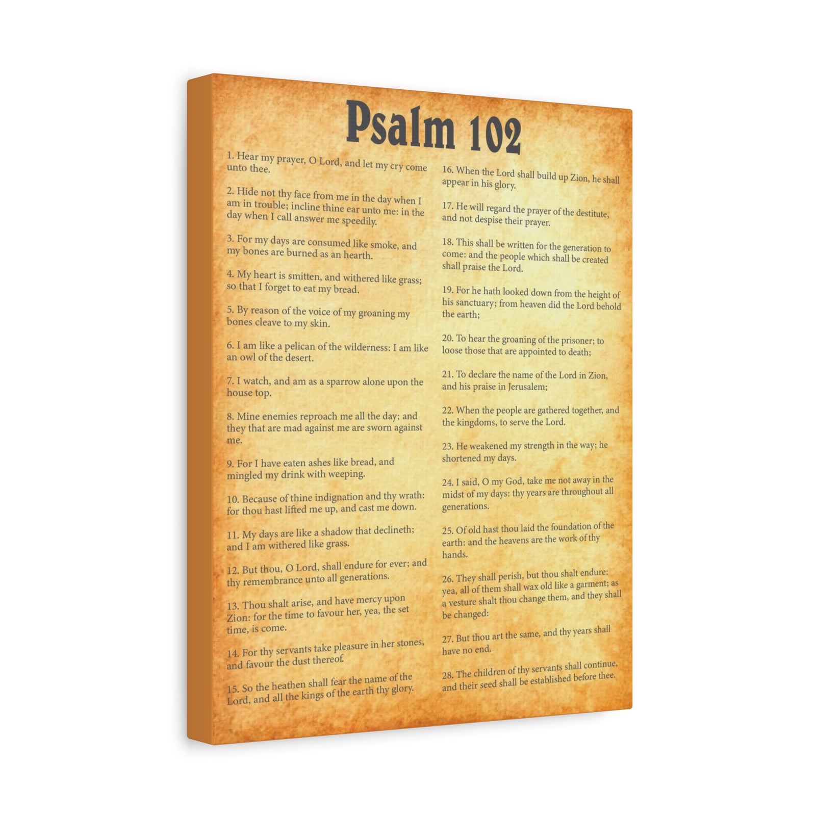 Scripture Walls Psalm 102 Gold Bible Chapter Canvas Christian Wall Art Ready to Hang-Express Your Love Gifts