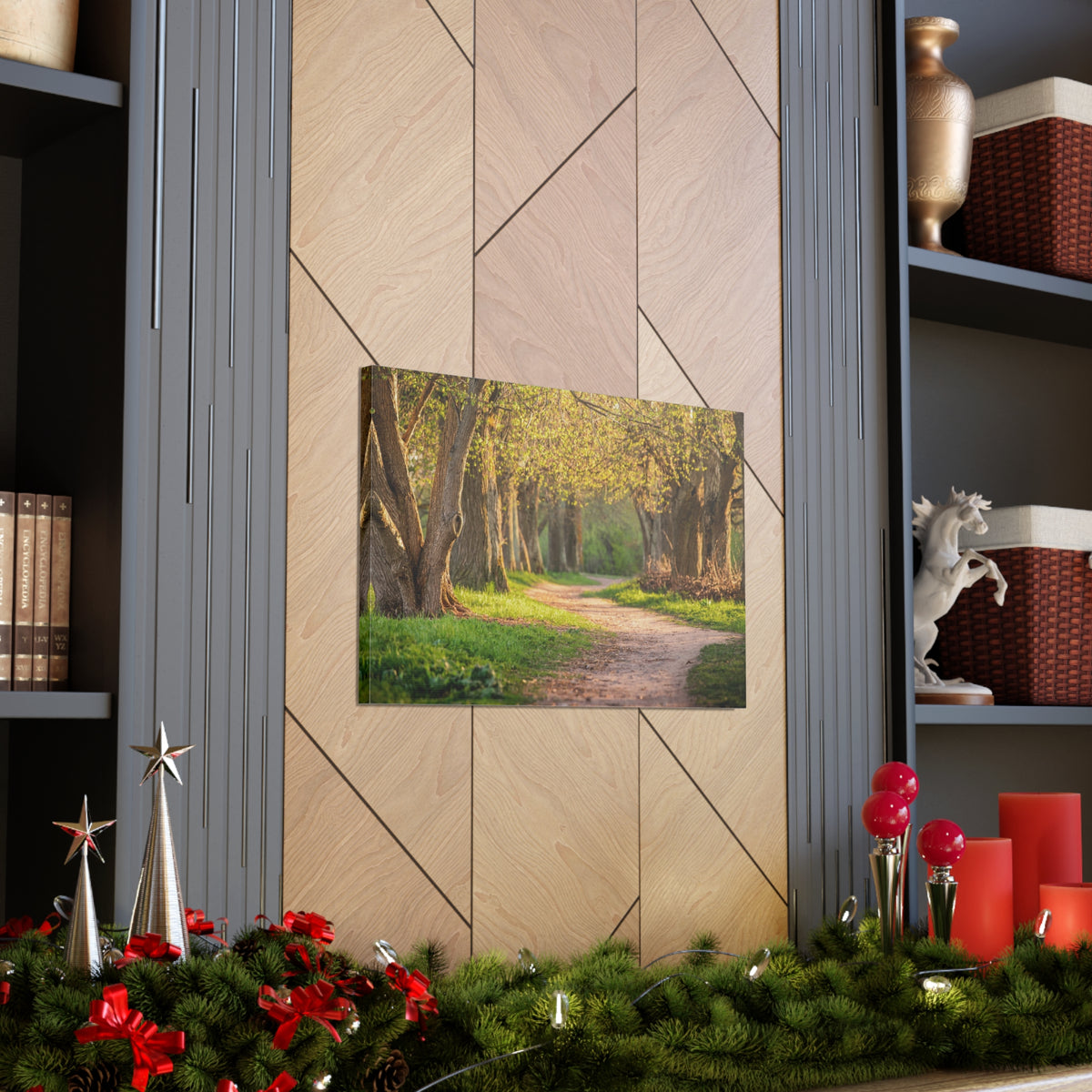 Tree Green Path Forest Nature Wilderness Photography Canvas Wall Art for Home Decor Ready-to-Hang-Express Your Love Gifts