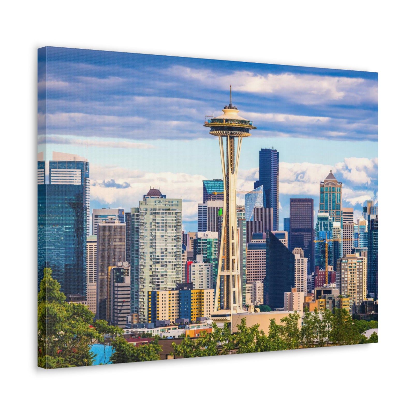 Seattle Daytime Skyline Canvas Artwork High-Quality Breathtaking Stunning Cityscape for Home Decor Ready to Hang-Express Your Love Gifts