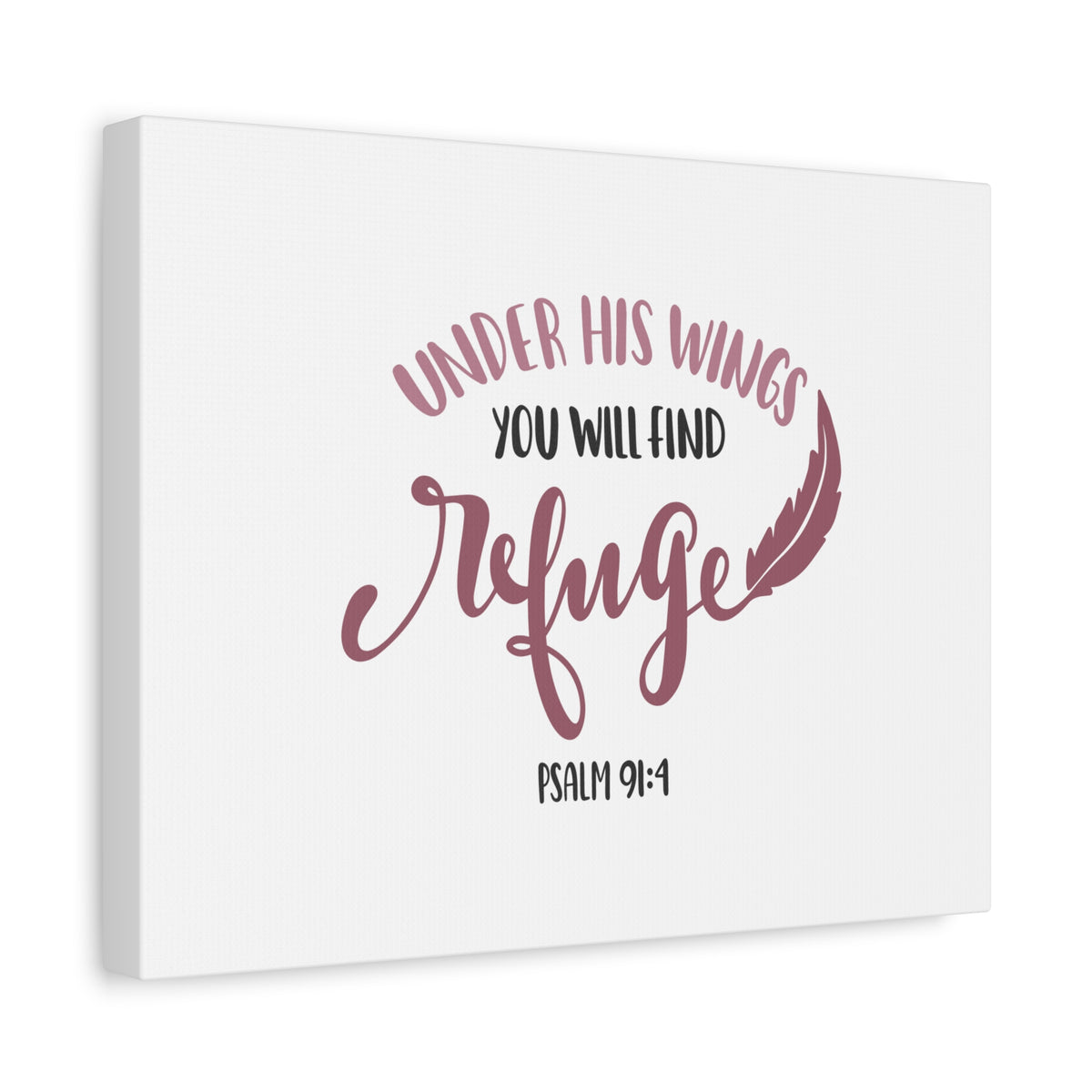 Scripture Canvas Find Refuge Psalm 91:4 Christian Wall Art Bible Verse Print Ready to Hang-Express Your Love Gifts