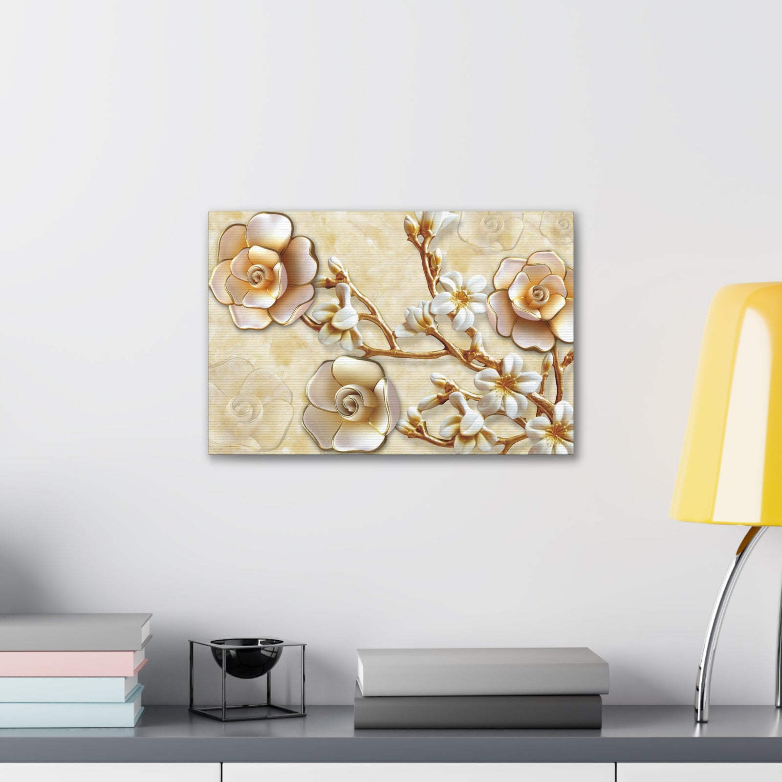 Yellow Flowers 3D Flower Canvas Wall Art for Home Decor Ready-to-Hang-Express Your Love Gifts