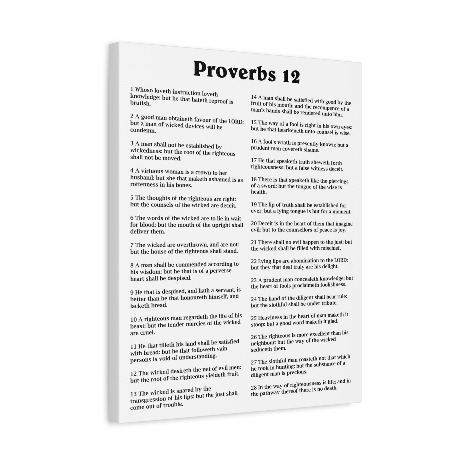 Scripture Walls Proverbs Chapter 12 White Bible Canvas Christian Wall Art Ready to Hang Unframed-Express Your Love Gifts
