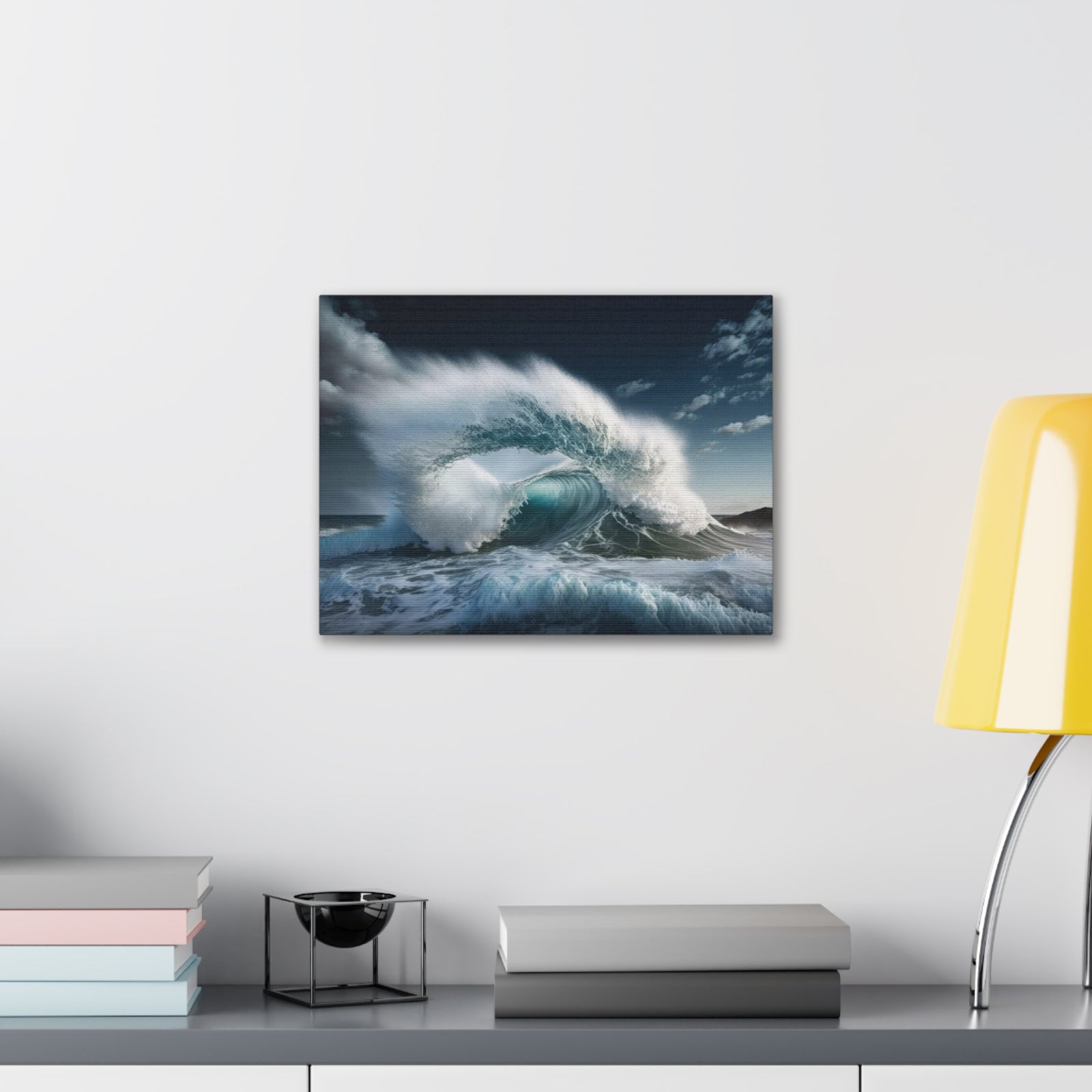 High Waves Against Blue Sky Ocean Canvas Wall Art for Home Decor Ready-to-Hang-Express Your Love Gifts
