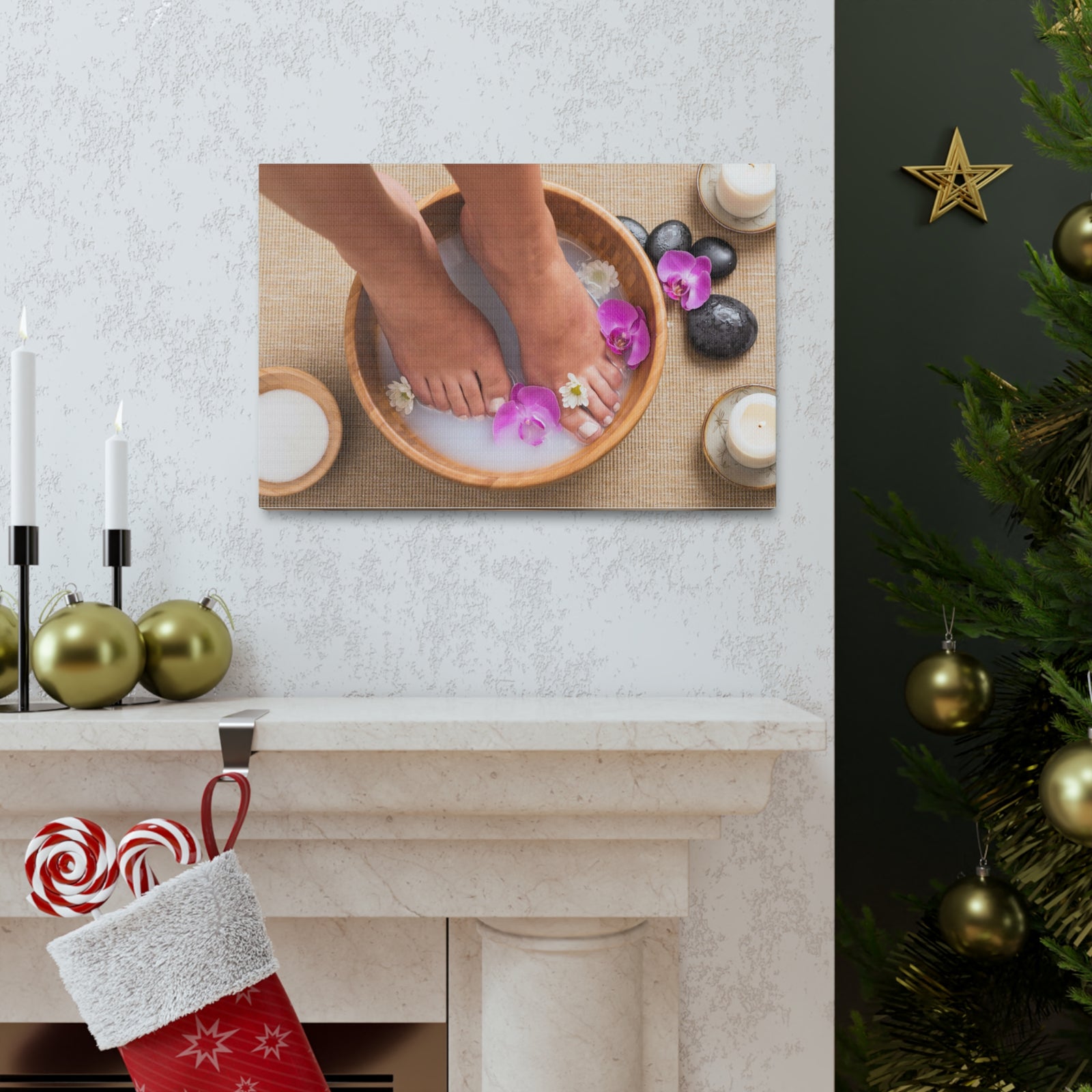 Footbath With Orchid Forest Floral Nature Photography Canvas Wall Art for Home Decor Ready-to-Hang-Express Your Love Gifts