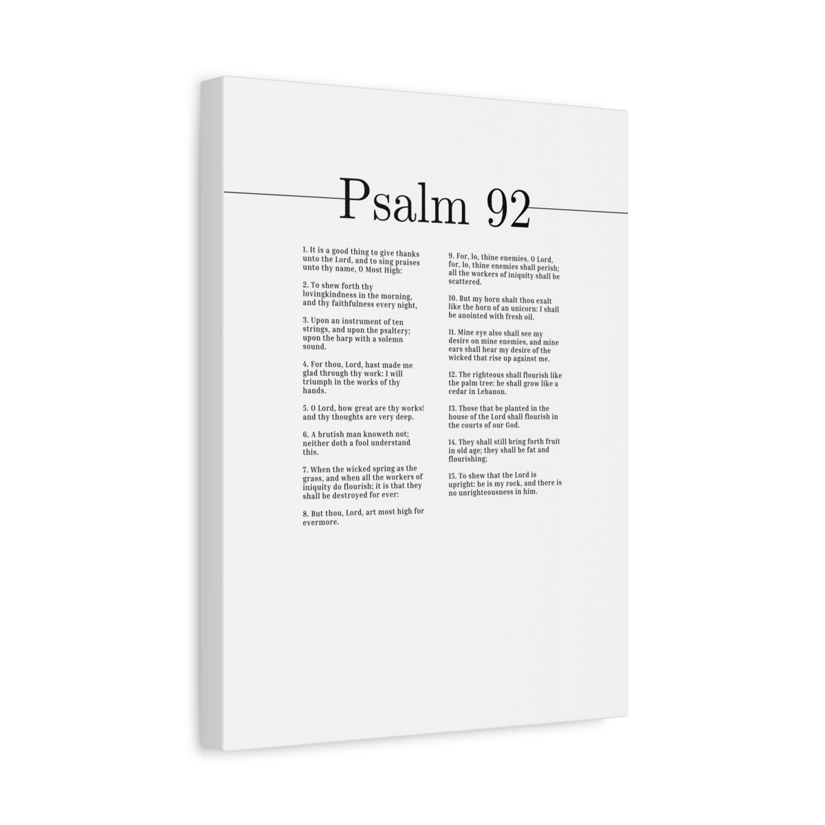 Scripture Canvas Give Thanks Unto The Lord Psalm 92 Christian Wall Art Bible Verse Print Ready to Hang-Express Your Love Gifts