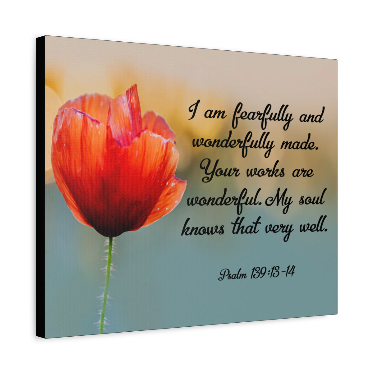 Bible Verse Canvas I Am Fearfully and Wonderfully Made Psalm 139:13-14 Christian Home Décor Wall Art Scripture Ready to Hang Faith Print-Express Your Love Gifts