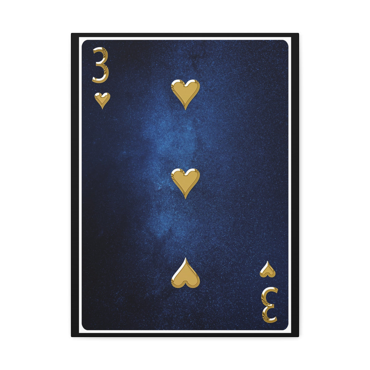 Three Of Hearts Space Background Playing Card Canvas Wall Art for Home Decor Ready-to-Hang-Express Your Love Gifts