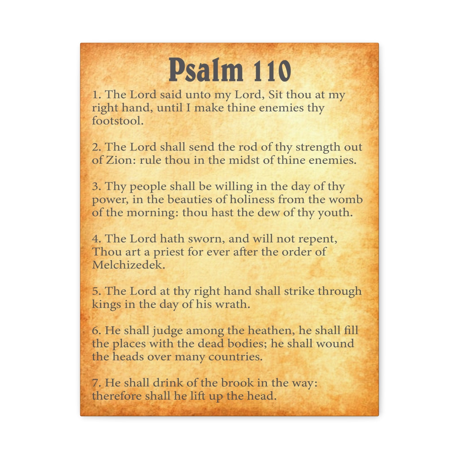 Scripture Walls Psalm 110 Gold Bible Chapter Canvas Christian Wall Art Ready to Hang-Express Your Love Gifts