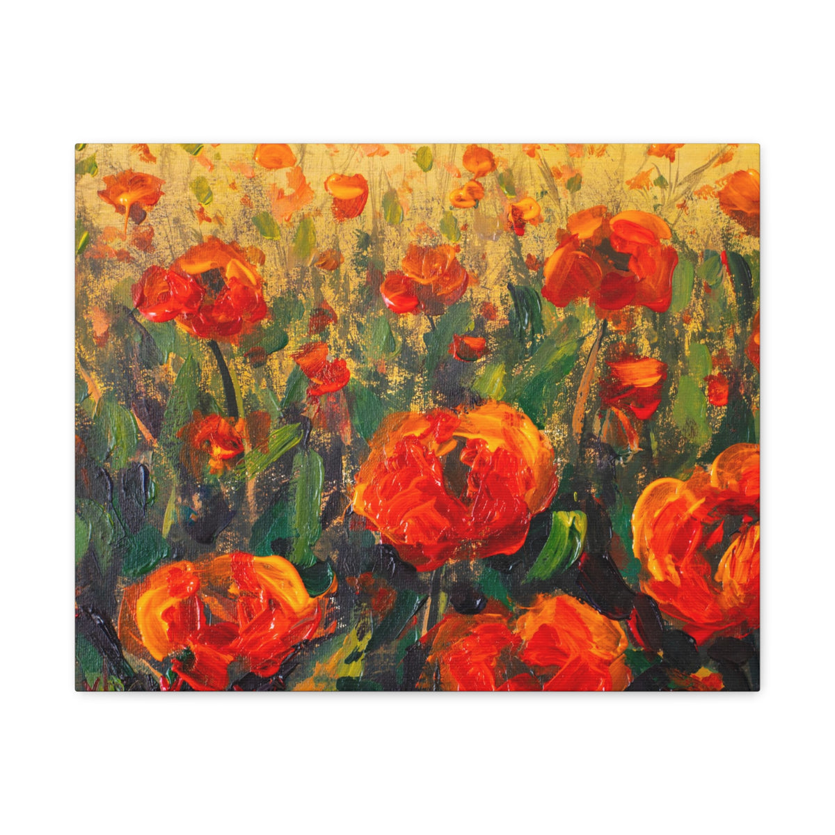 Red Large Poppies In Green Grass Flower Canvas Wall Art for Home Decor Ready-to-Hang-Express Your Love Gifts