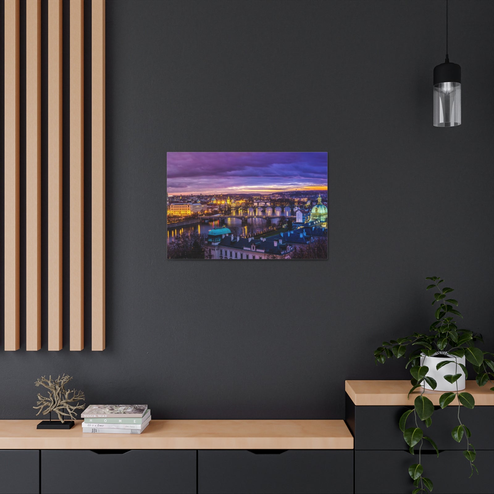 Prague Night Skyline Canvas Artwork High-Quality Breathtaking Stunning Cityscape for Home Decor Ready to Hang-Express Your Love Gifts